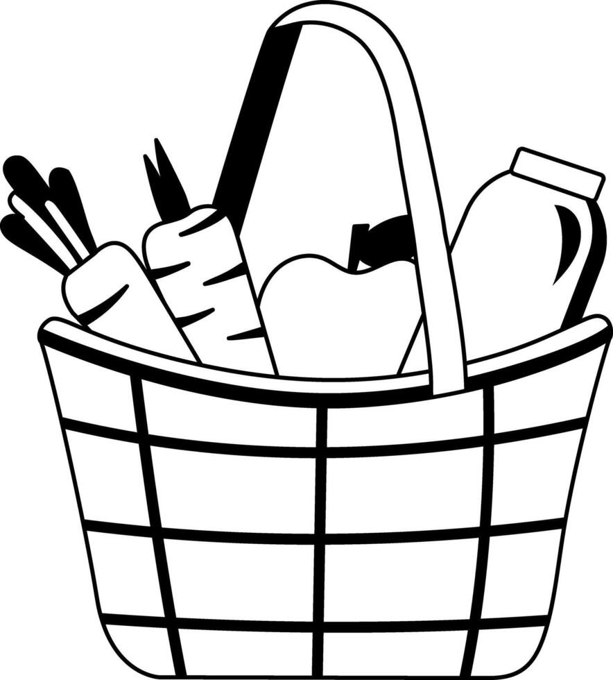 A glyph illustration of food basket vector