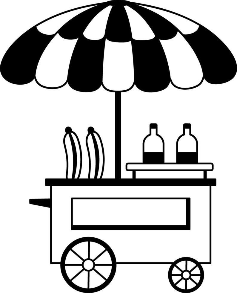Street food cart illustration in glyph style vector