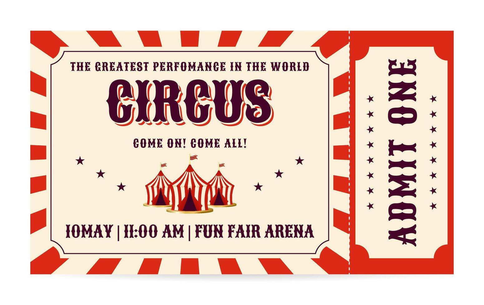 Circus ticket. Flat illustration on white background vector