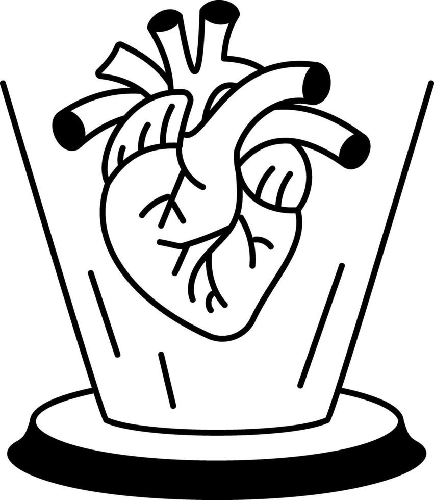 A doodle style icon showing heart hologram vector