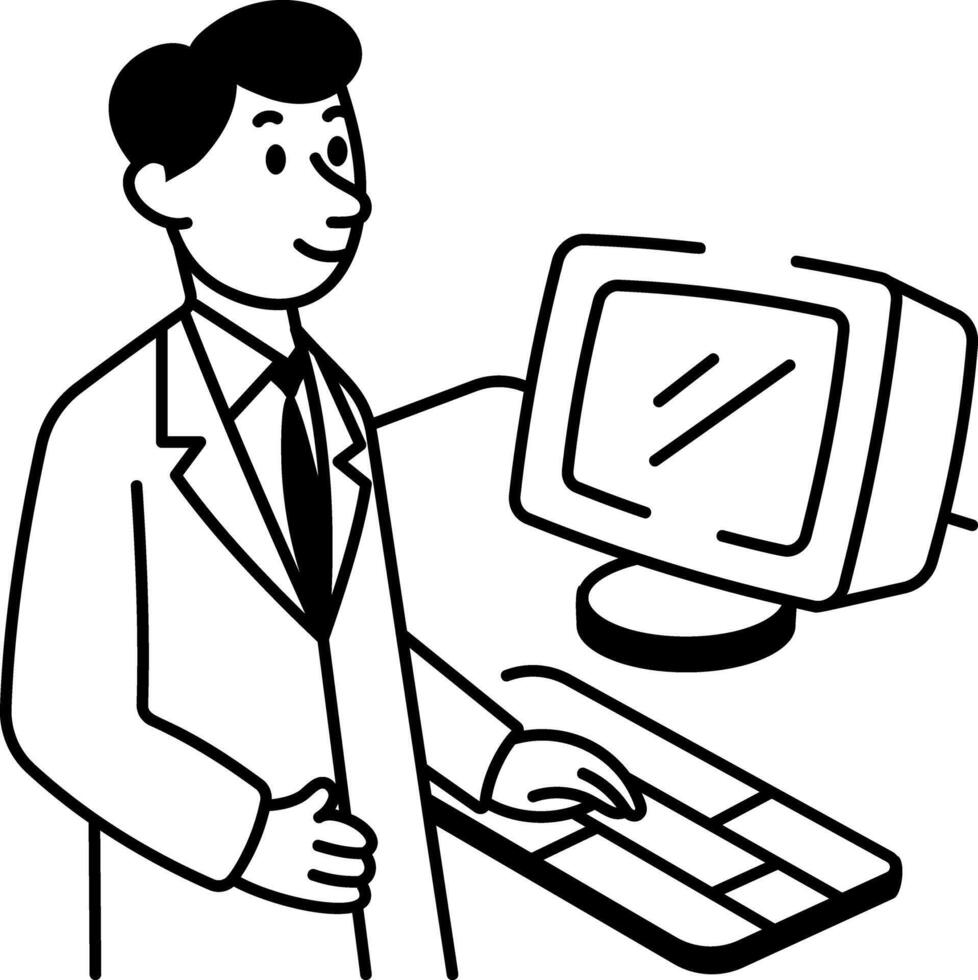 A hand drawn style icon of a radiologist vector