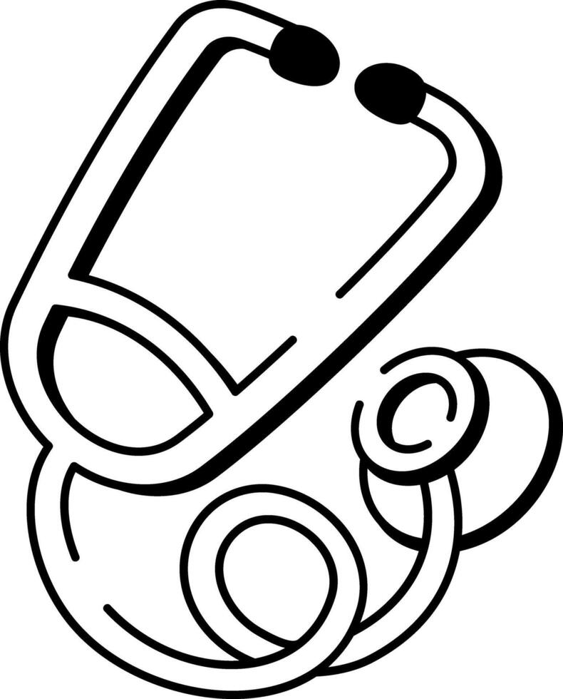 Doctor stethoscope icon in hand drawn style vector