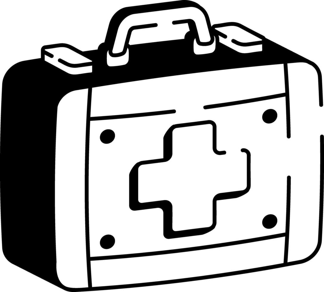 A hand drawn icon of a first aid kit vector