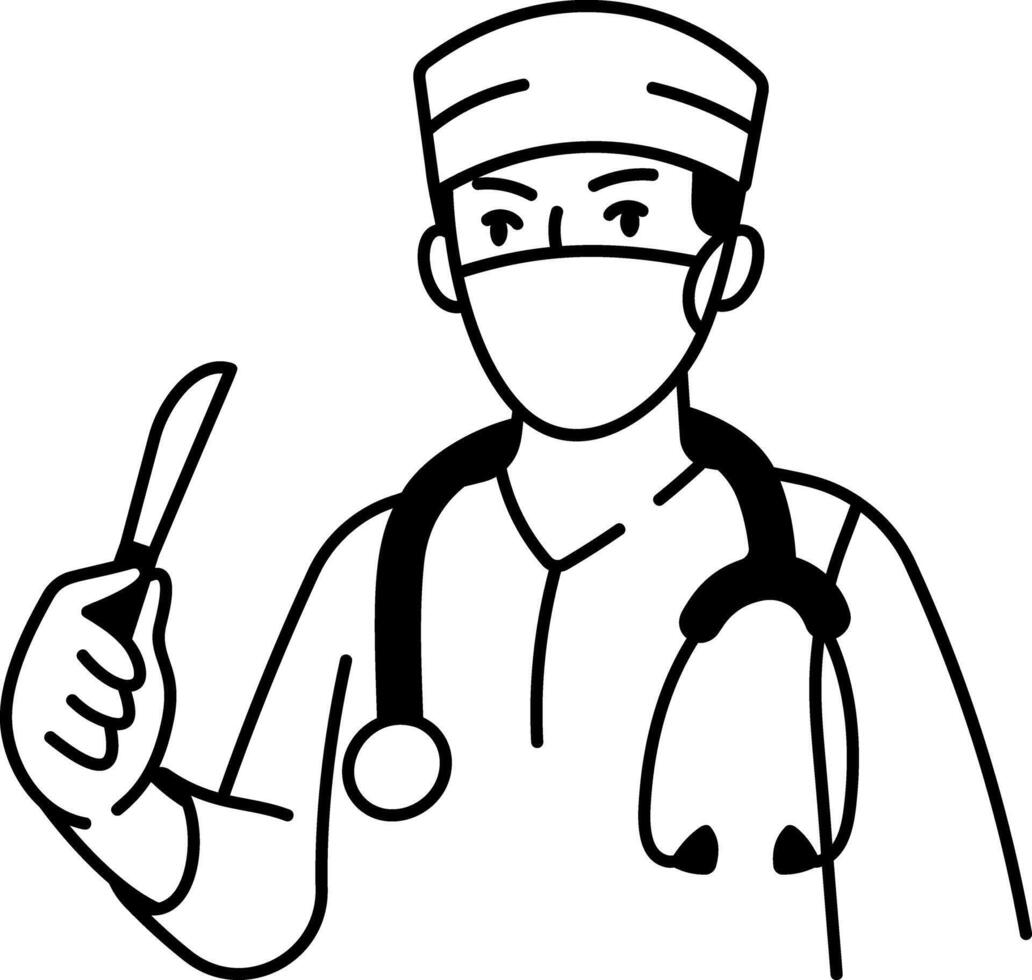 A doodle style icon of an surgical expert vector