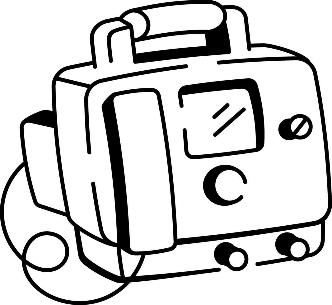 A doodle style illustration of a medical defibrillator vector