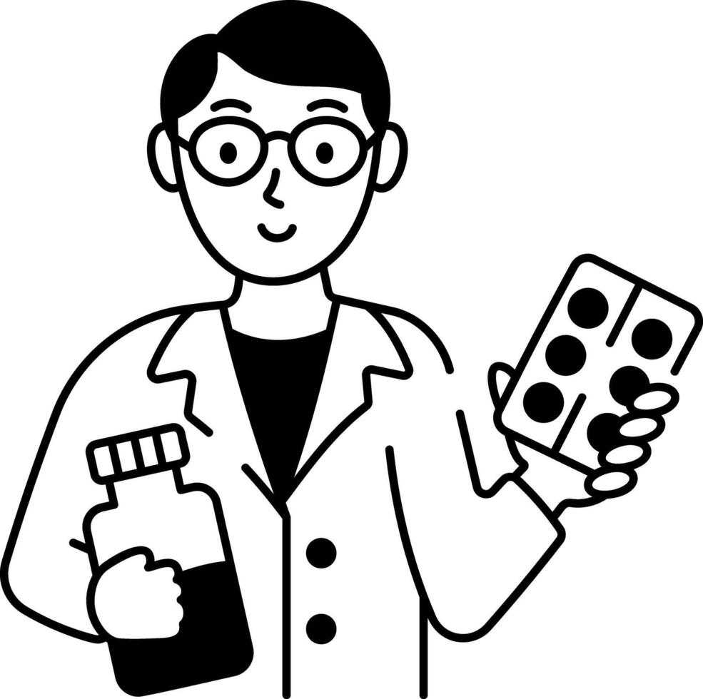 A hand drawn icon of medical pharmacist vector