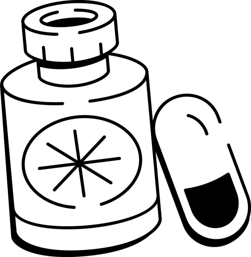 Medicine bottle icon in hand drawn style vector