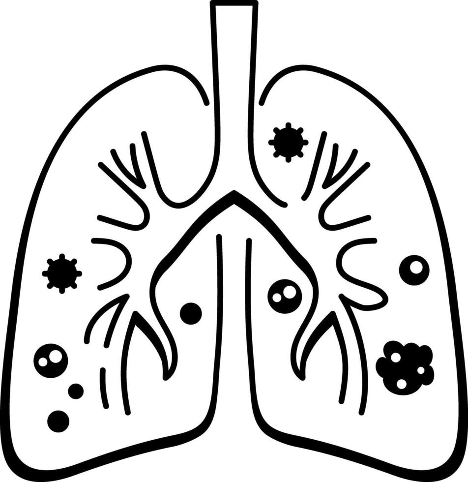 A hand drawn icon depicting a respiratory disease vector