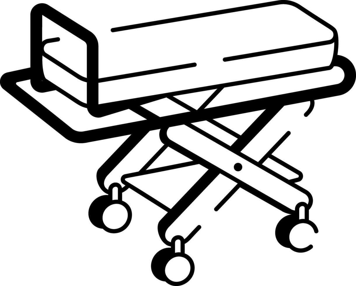 Hospital stretcher icon in hand drawn style vector