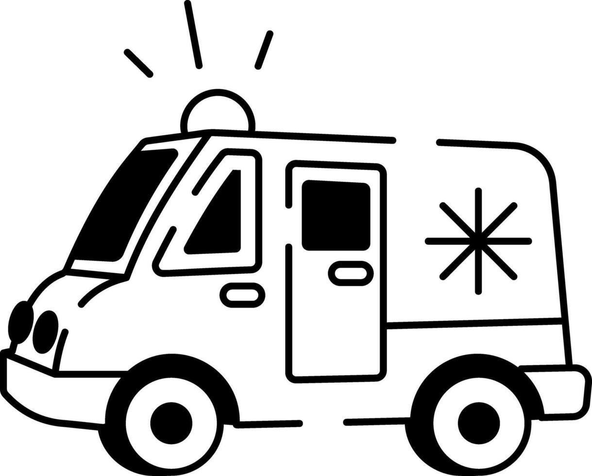 A hand drawn icon of an ambulance vector