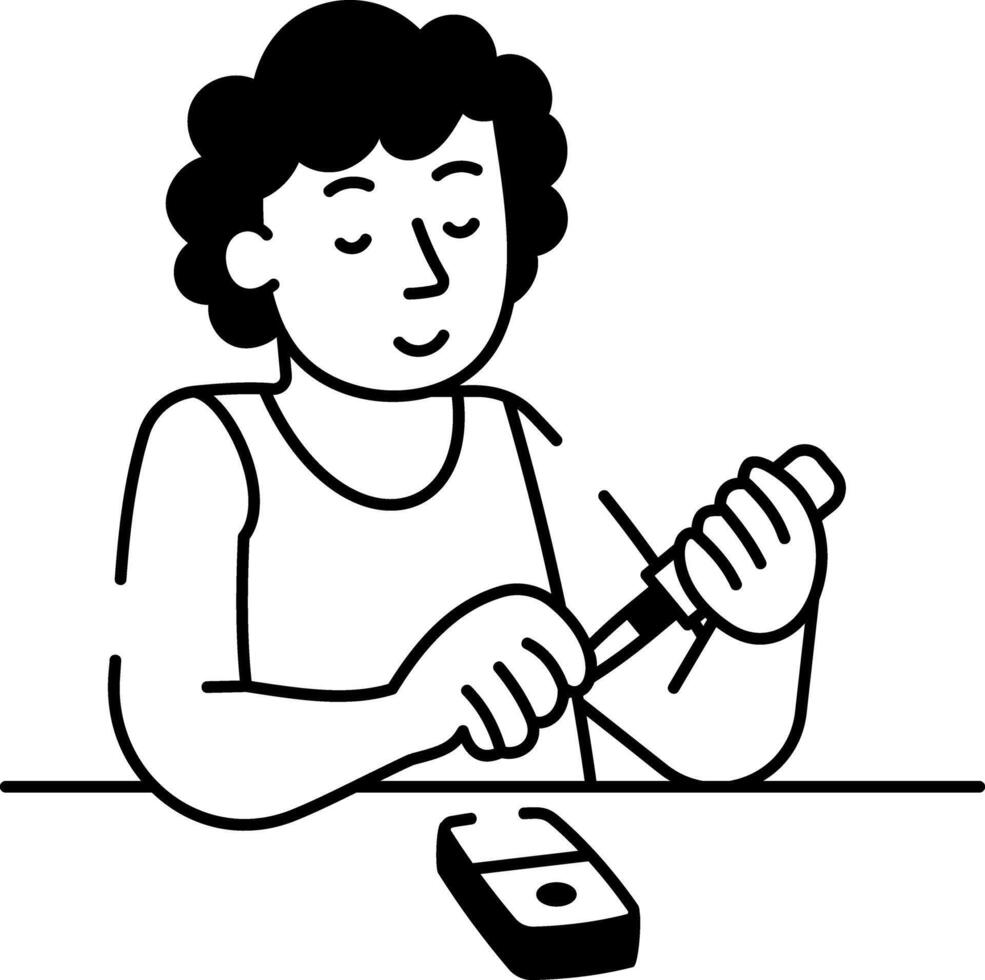 A doodle style icon of a diabetes patient vector