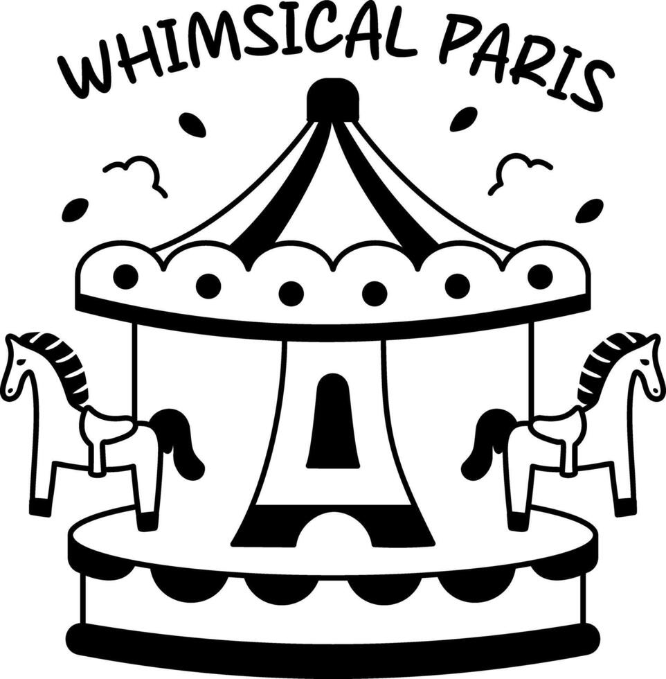 Houseabout with whimsical paris text, glyph sticker vector
