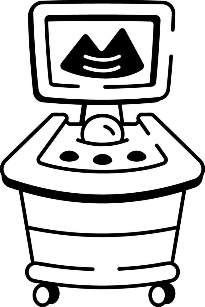 A doodle style icon of an ultrasound machine vector