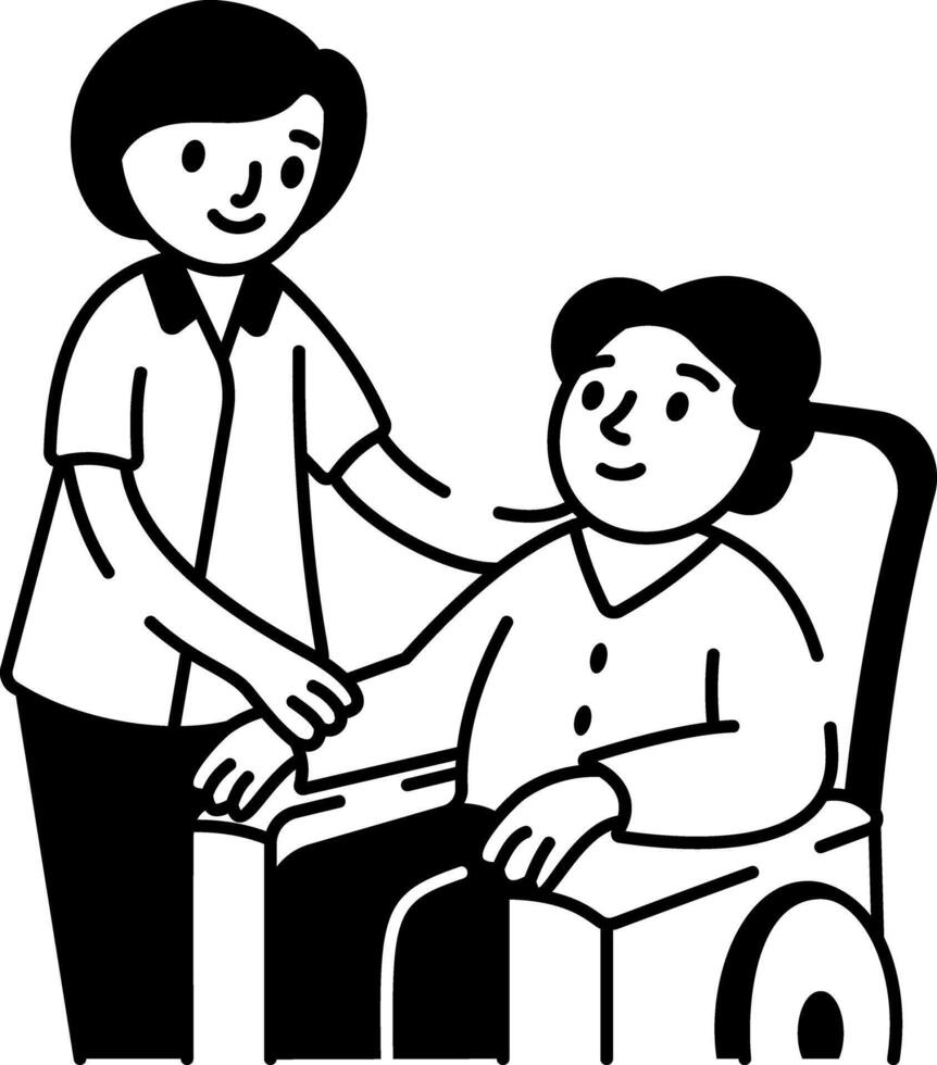 A hand drawn style icon of a caregiver character vector