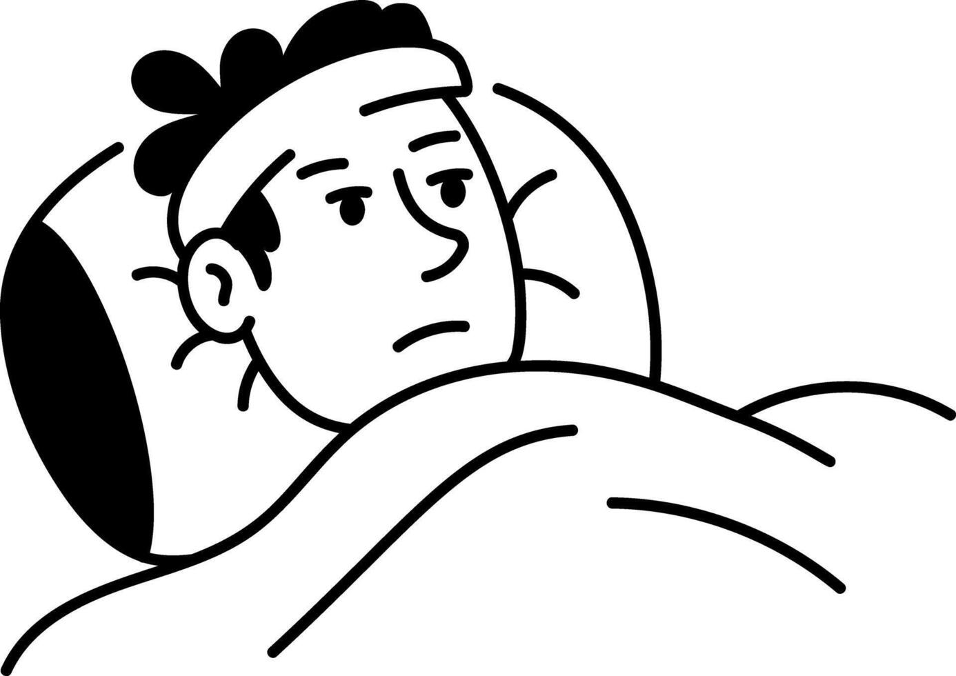 A character having fever, hand drawn icon vector