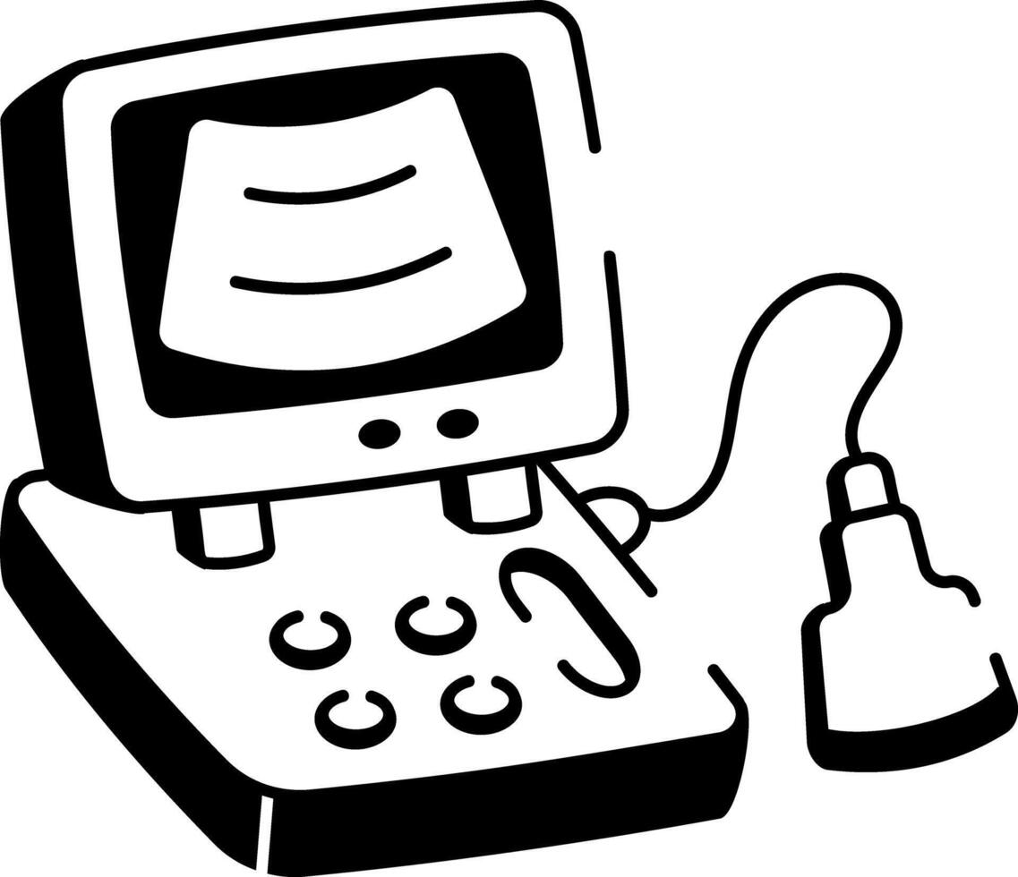 A hand drawn icon of an ultrasound machine vector