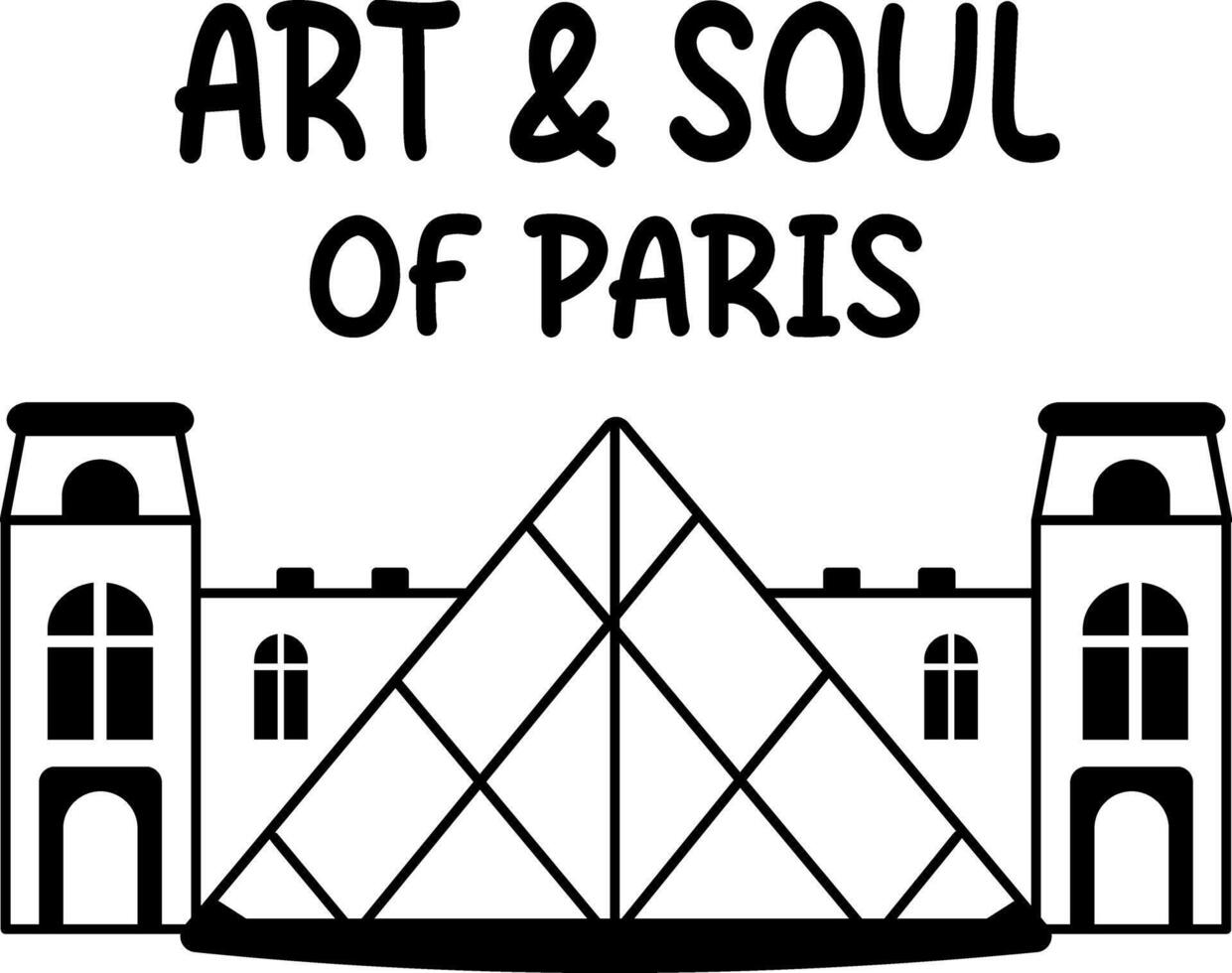 France landmark with art and soul of paris text, glyph sticker vector