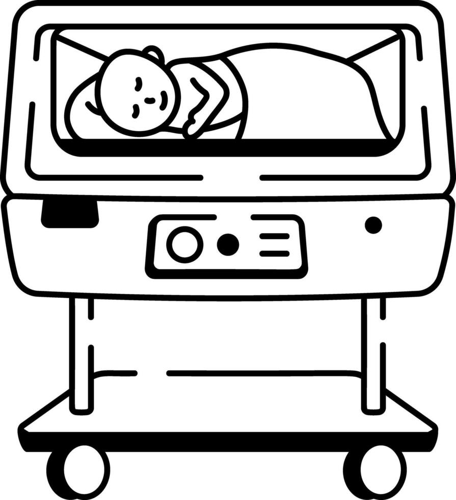 A hand drawn icon of a baby incubator vector