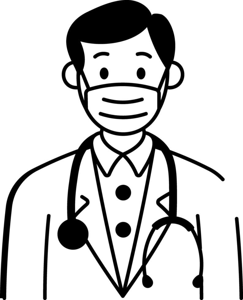 A hand drawn style icon of a doctor vector
