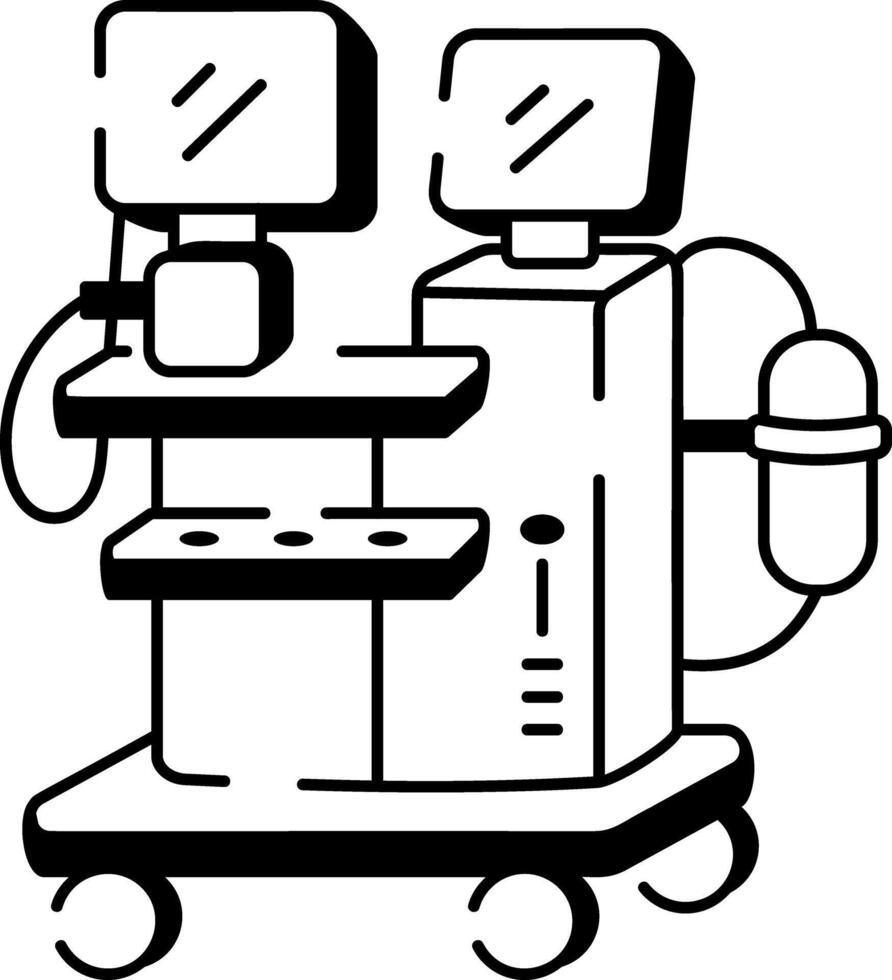A hand drawn icon of an anesthesia machine vector