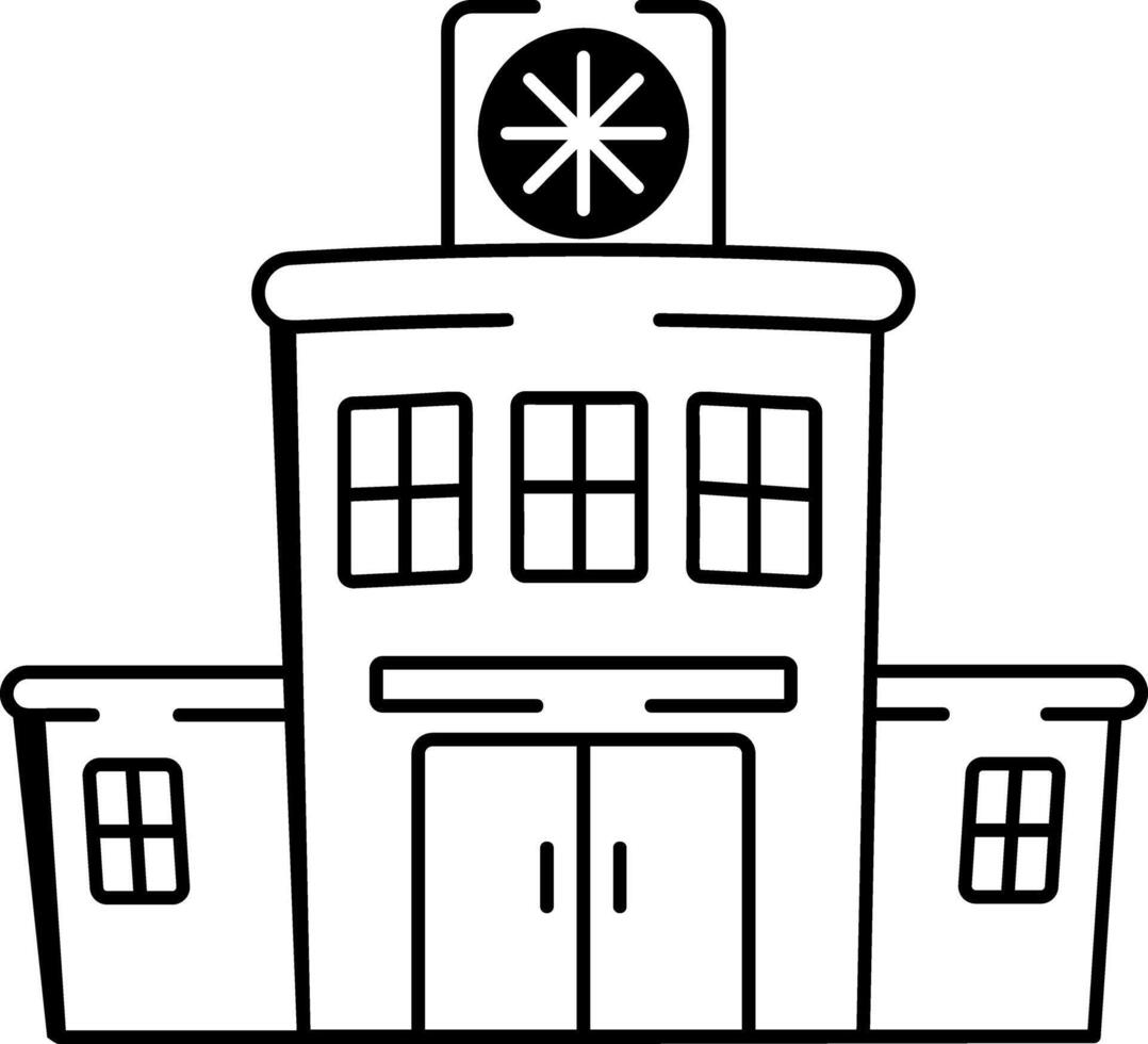 A hand drawn style icon of hospital building vector