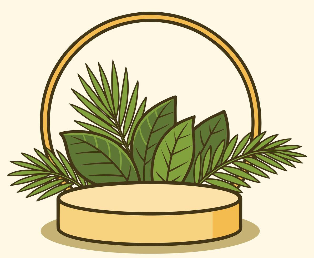 Cartoon Style Tropical Botanical Display Podium vector
