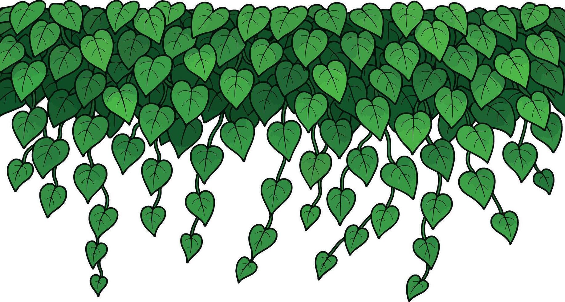 Green hanging ivy vines cartoon illustration vector