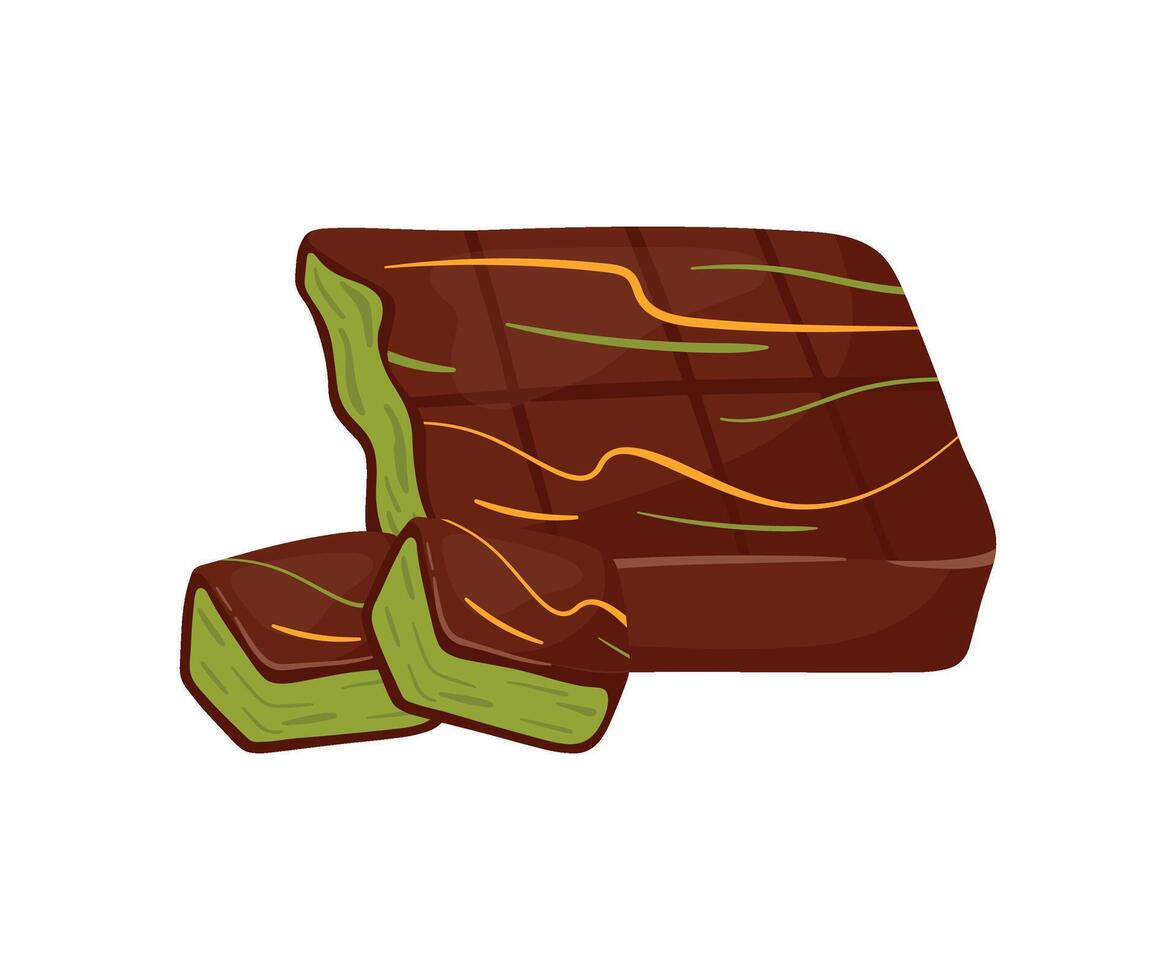 Sweet Dubai Chocolate Bar with Pistachio and Kunafa Bar Illustration vector