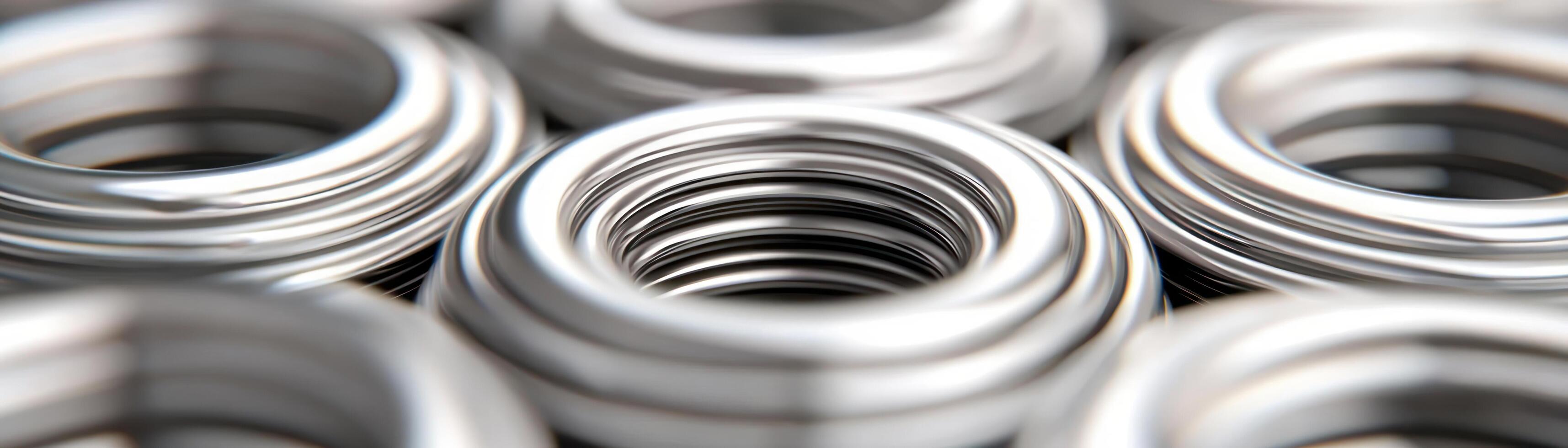 Close-up view of metallic springs arranged in a detailed pattern. photo