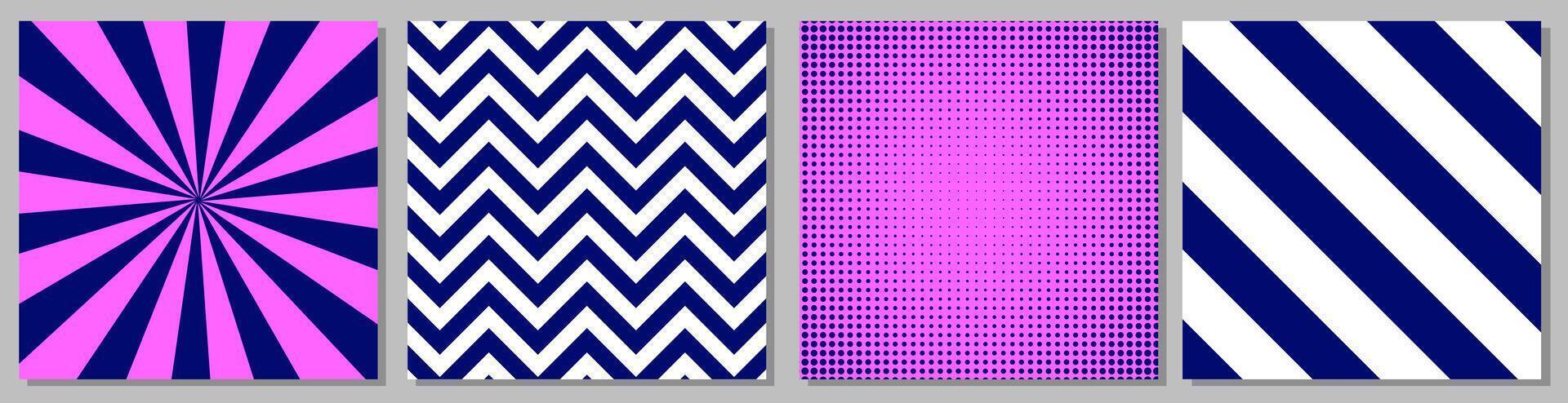 Collection of retro backgrounds in trendy colors. Modern square templates, great for posters, banners, presentations, covers or branding vector
