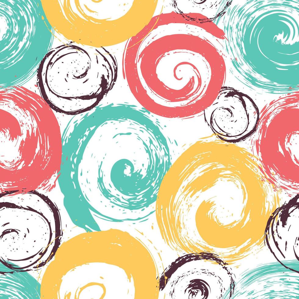 Seamless pattern with abstract brush strokes and circles. Modern Art design vector