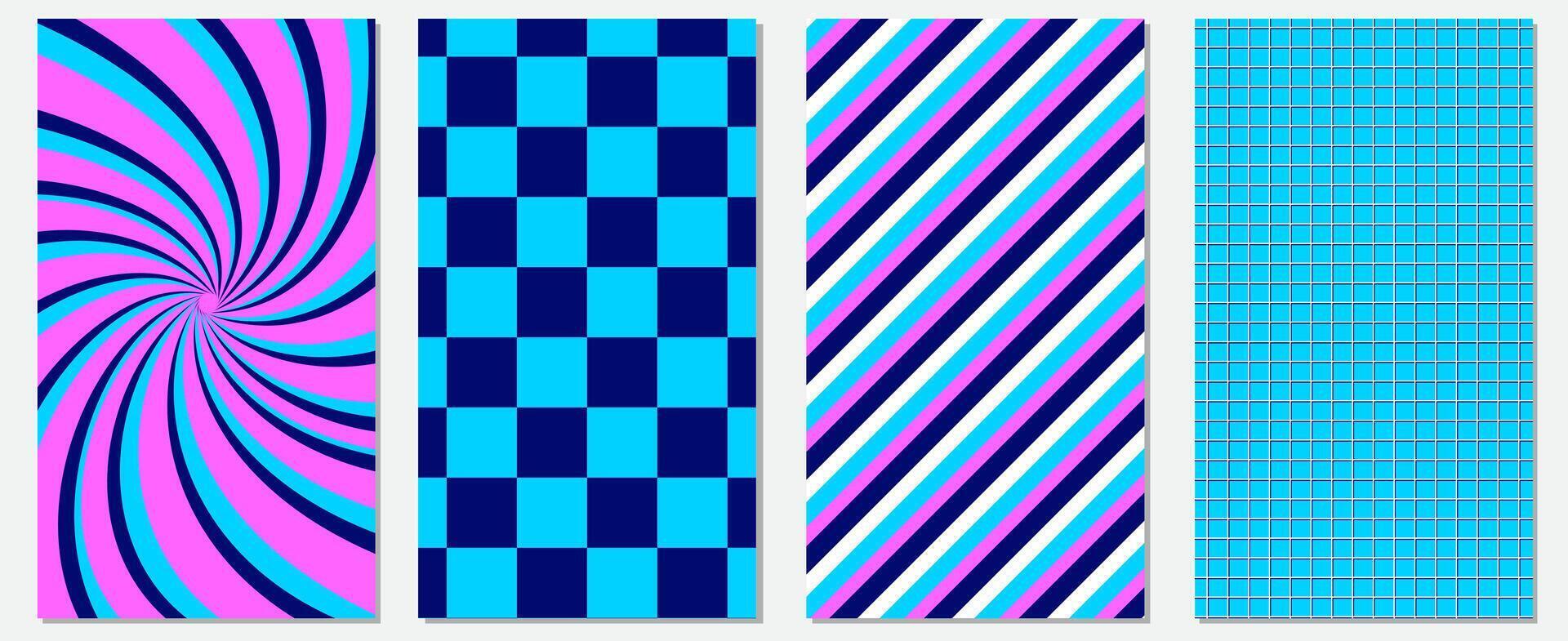 Collection of retro backgrounds in trendy colors. Modern vertical templates, great for posters, banners, social media. illustration vector