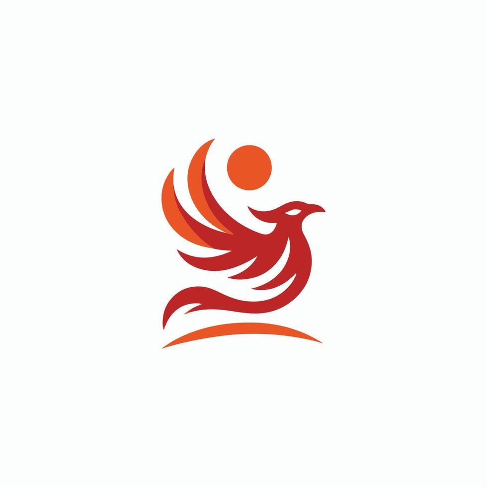 a red bird with a sun on its back vector