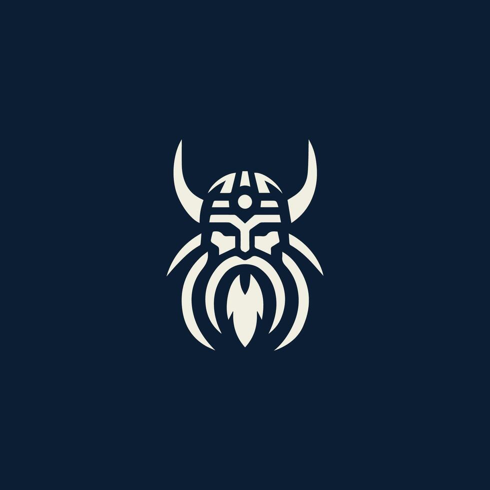 a viking head logo with a beard and horns vector