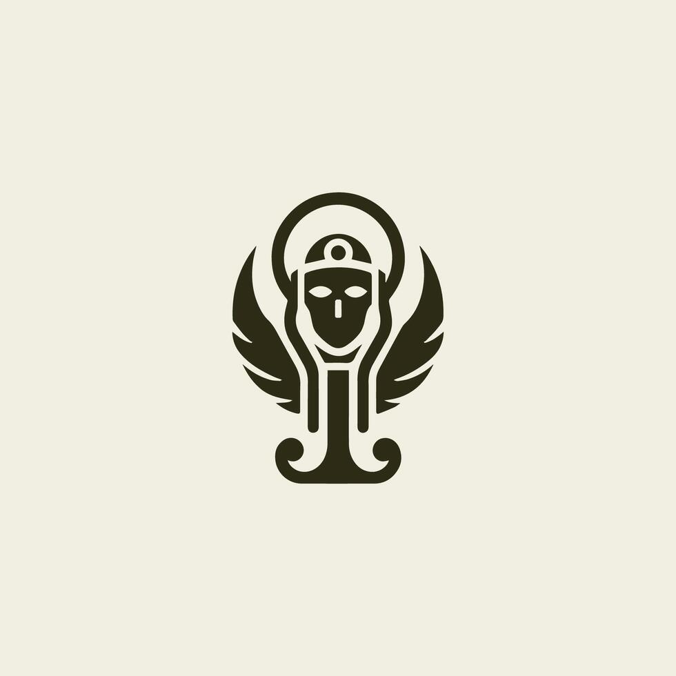 an egyptian goddess logo with wings vector