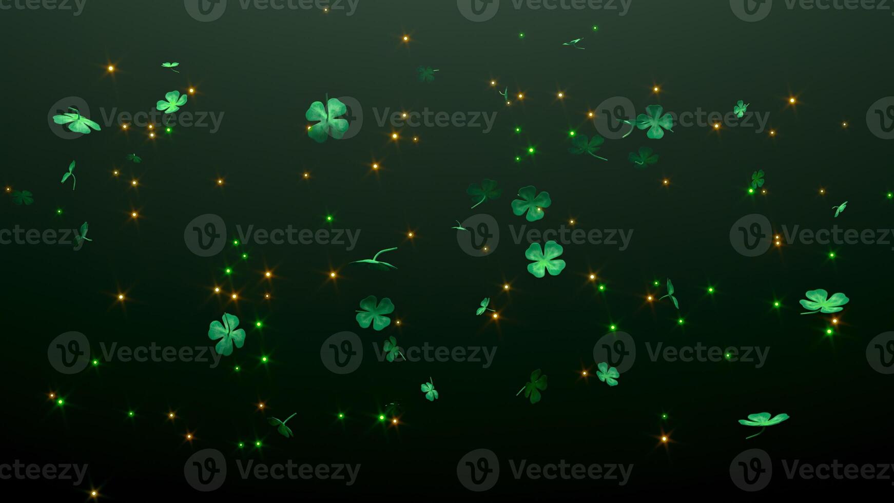 Stunning Shamrocks and Enchanting Green Sparkles Background for Celebrating St. Patricks Day photo
