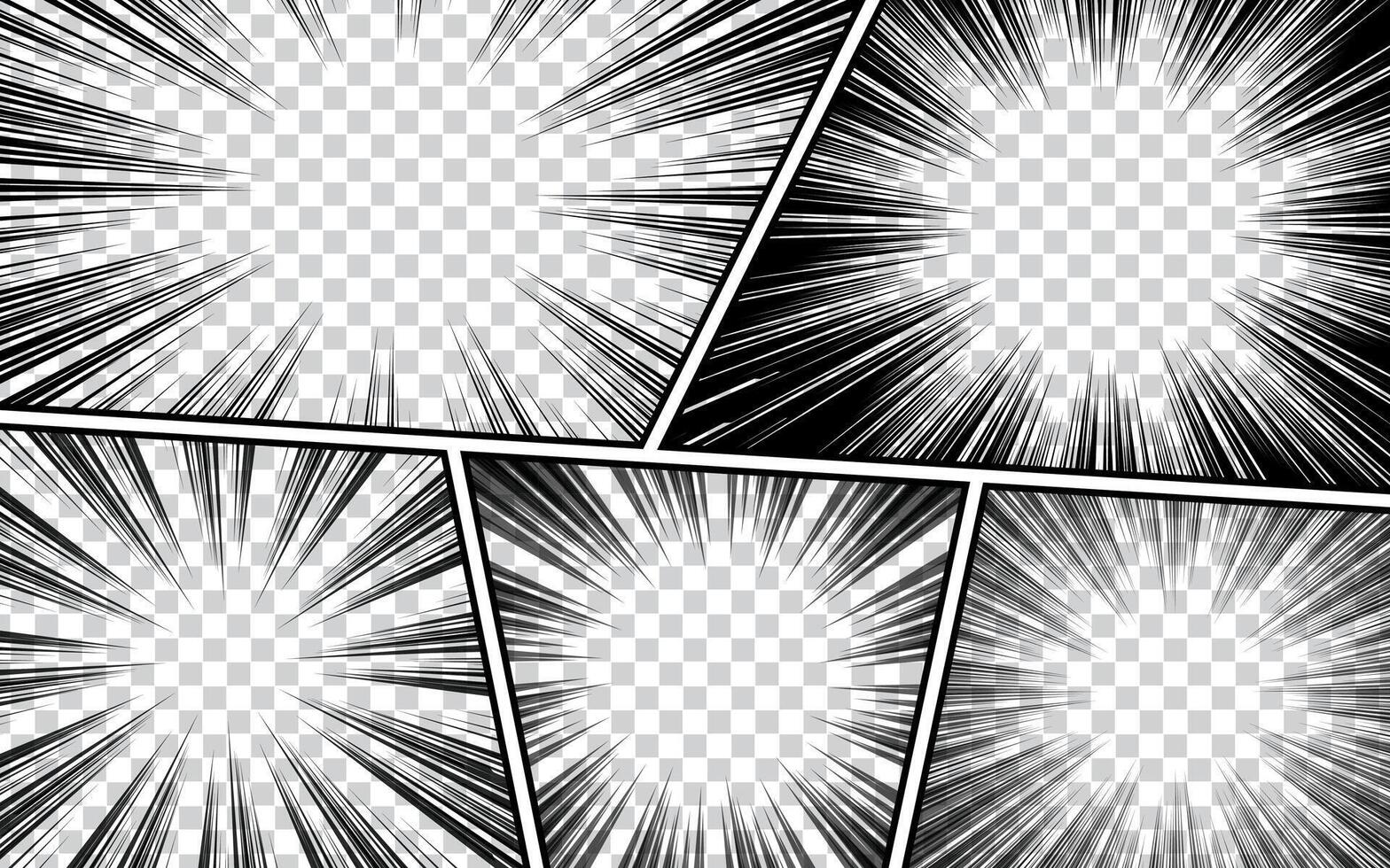 Comic book page background template. Radial rays background with halftone effect in pop art style design vector