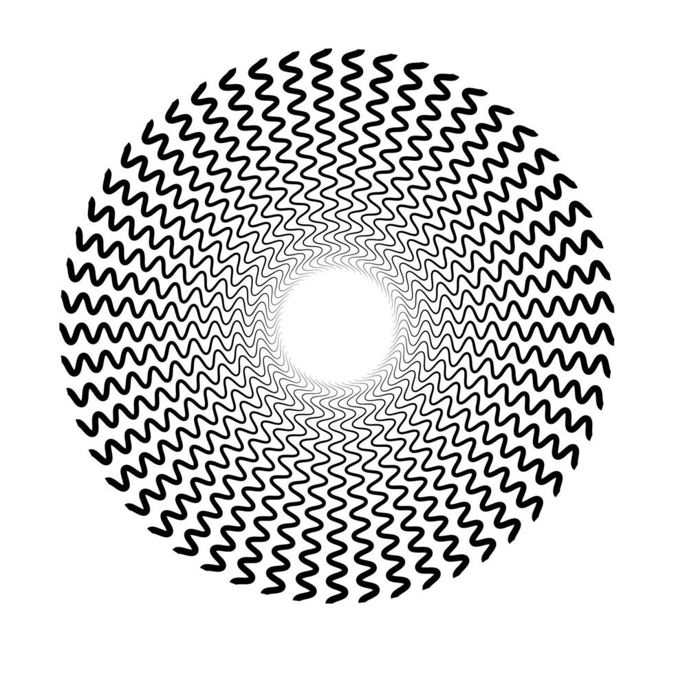 Hypnotic Spiral Pattern with Wavy Lines in Circular Formation vector