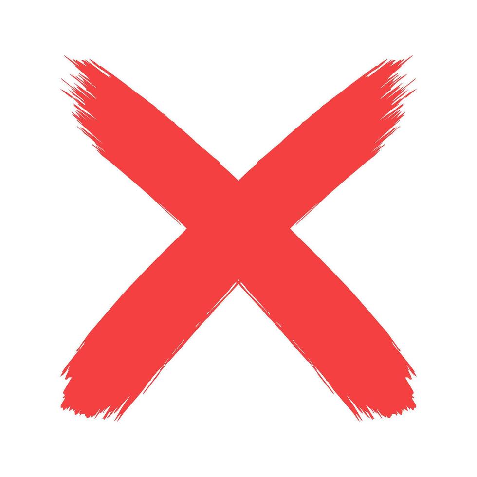 Red Grunge Brush Stroke X Mark cross vector