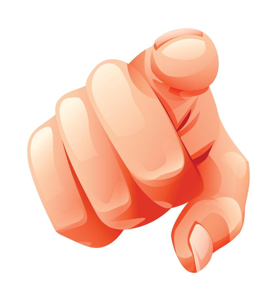 Hand pointing directly forward in a selection gesture. Cartoon illustration vector
