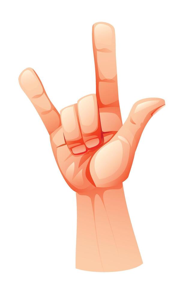 Hand gesture meaning 'I love you' in sign language. Cartoon illustration vector