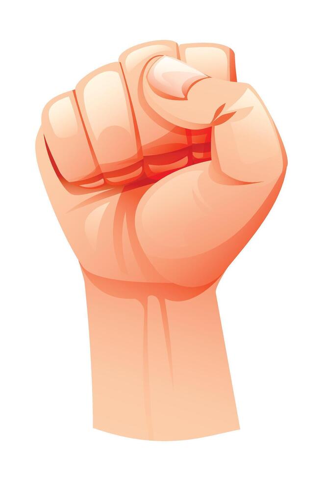Hand clenched into a fist symbolizing power and resistance. Cartoon illustration vector