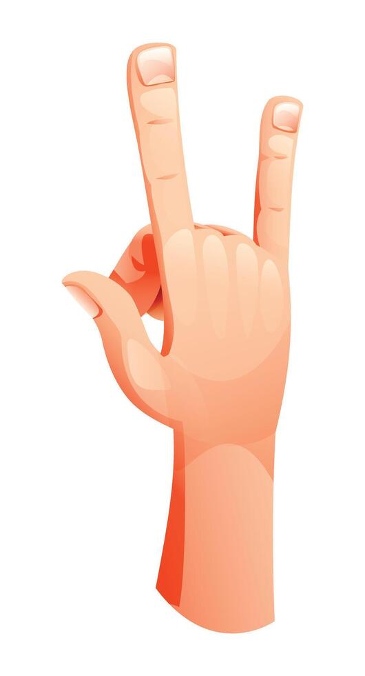 Hand making rock and roll gesture with pinky and index extended. Cartoon illustration vector