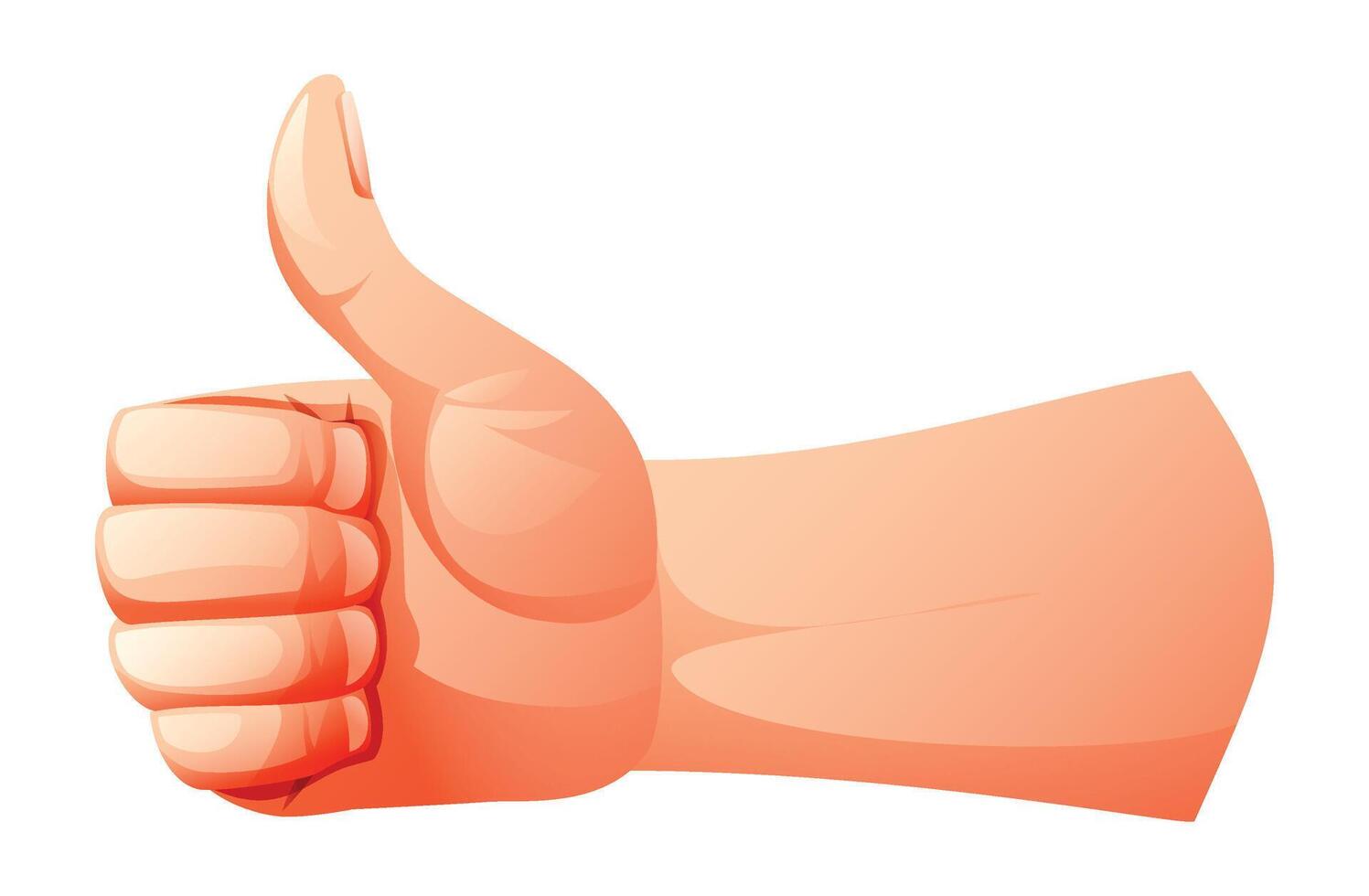 Hand showing thumbs up approval gesture. Cartoon illustration vector