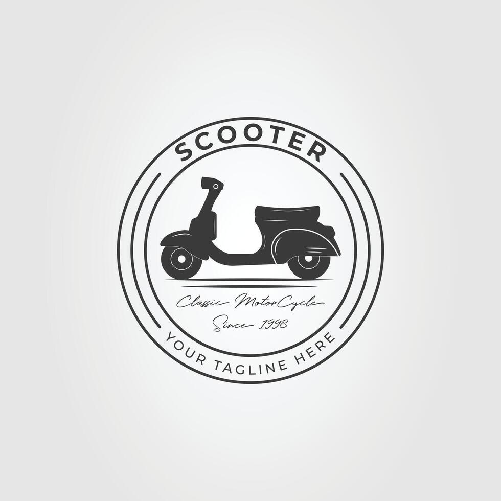 retro scooter motorcycle logo illustration design vector