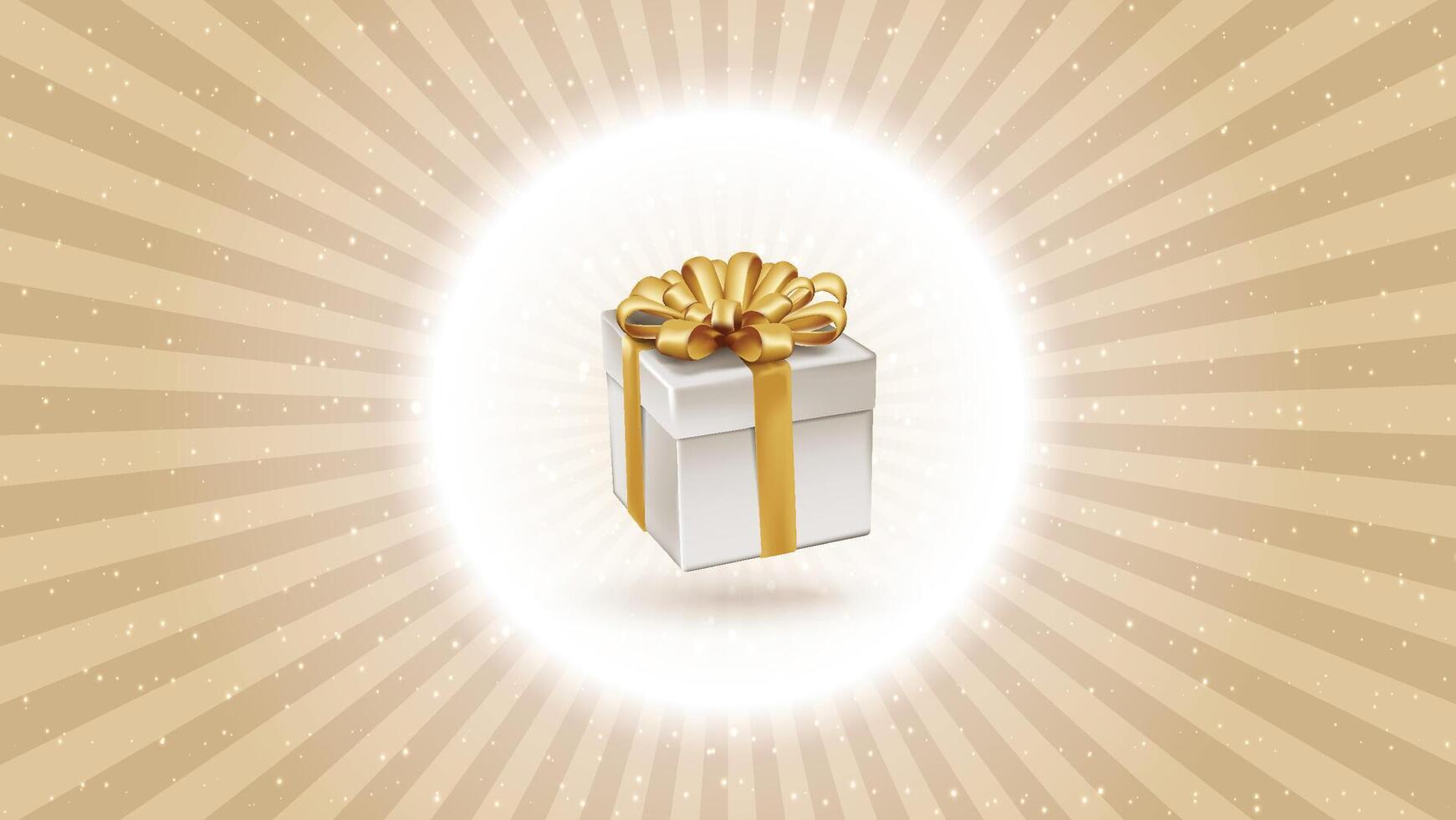 Gift wrapped with golden ribbon and bow sparkle golden elements 3d realistic design vector