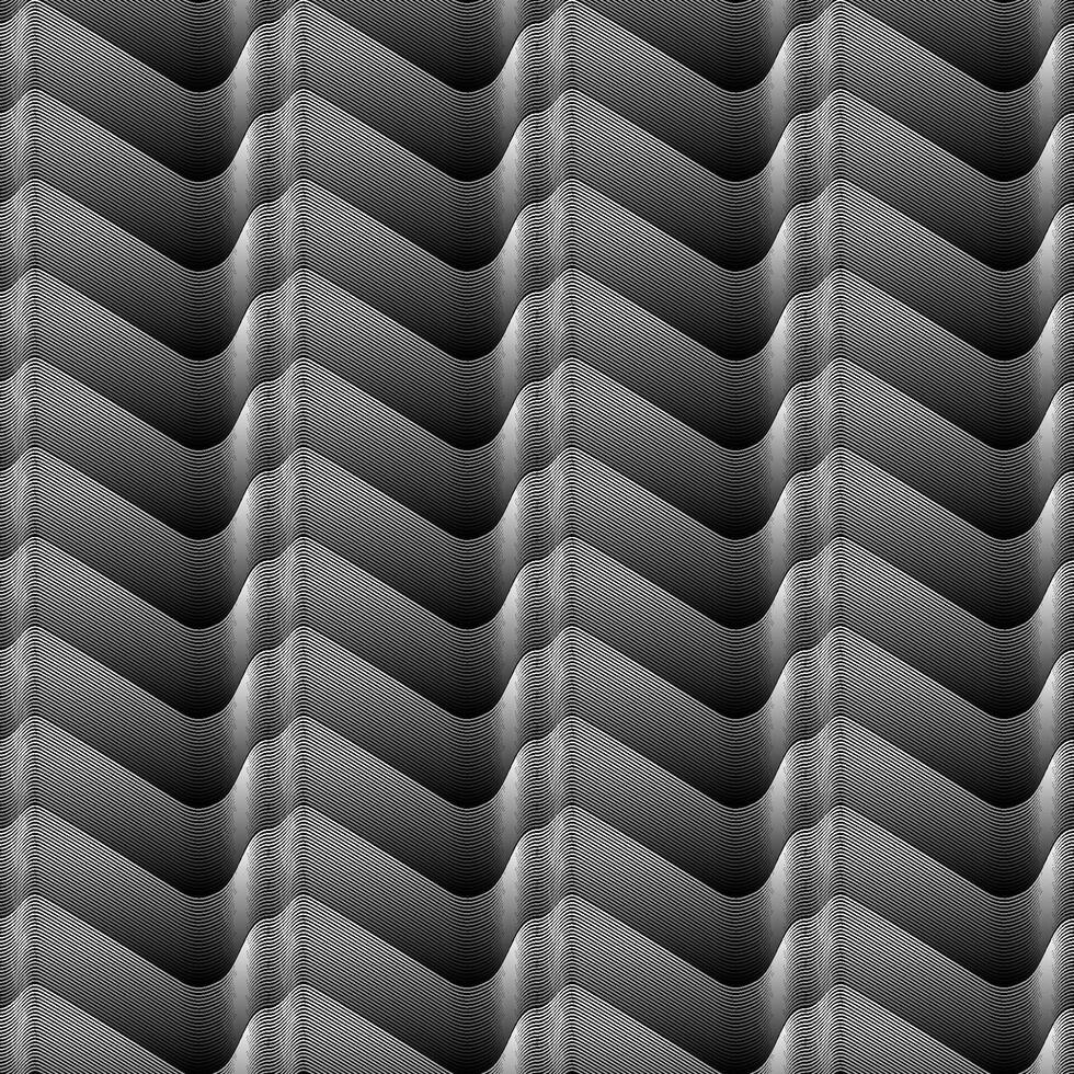 white shaded gradient lines wave seamless geometrical pattern on black background vector