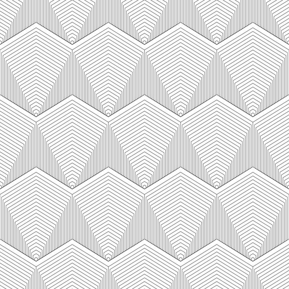 Geometrical black lined hexagon pattern vector