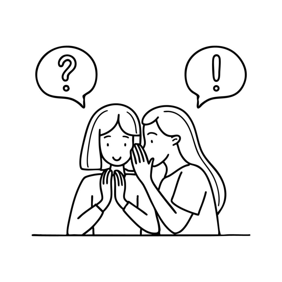 Two people whispering behind cupped hands vector