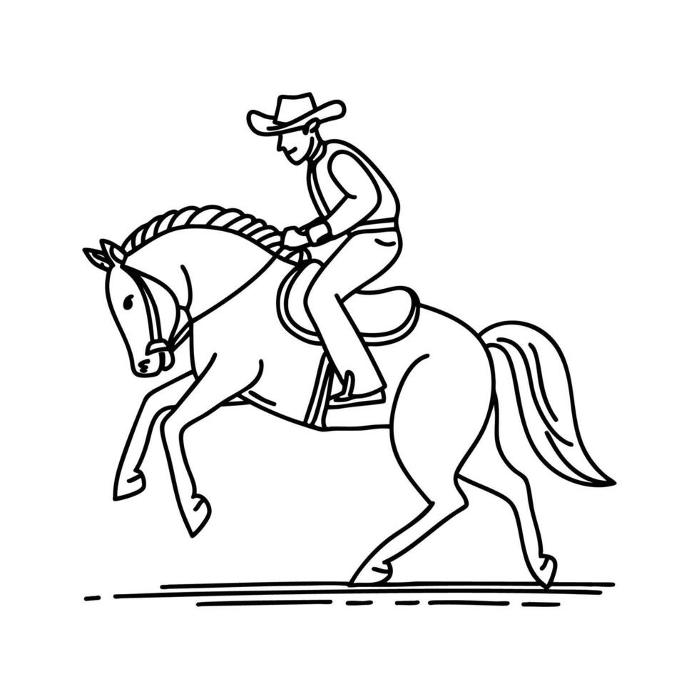 Cowboy struggling to stay on as bronco back legs rise in rodeo arena vector